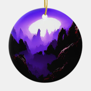 Alien Landschaft mit Lila Himmel Keramik Ornament