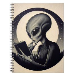 Alien Lesen des Buches Vintage Kunst Notizblock