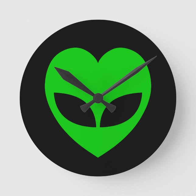 Alien Liebe Herz Runde Wanduhr (Vorderseite)