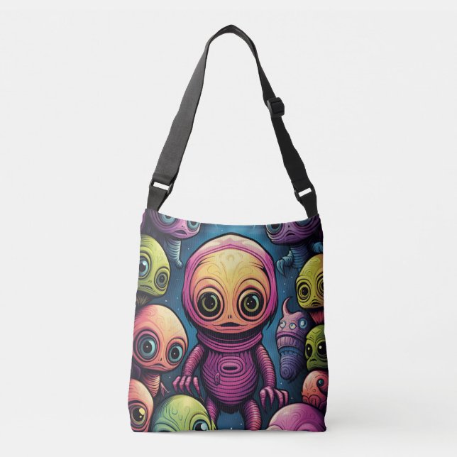 Alien Liebe lässt witzige gute Laune glücklich Tragetaschen Mit Langen Trägern (Vorderseite)