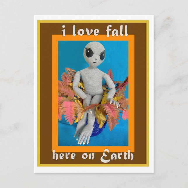 Alien Lieben fallen Postkarte fallen (Vorderseite)