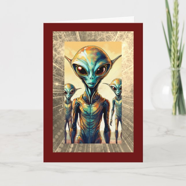 Alien Life at 60, 5" x 7" Carte d'anniversaire pli (Devant)