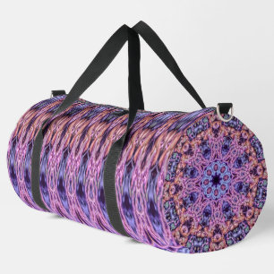 Alien Lila Psychedelic Kaleidoscopic Mandala Duffle Bag
