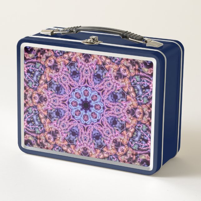Alien Lila Psychedelic Kaleidoscopic Mandala Metall Brotdose (Vorderseite)