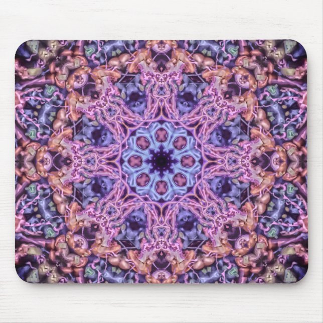 Alien Lila Psychedelic Kaleidoscopic Mandala Mousepad (Vorne)