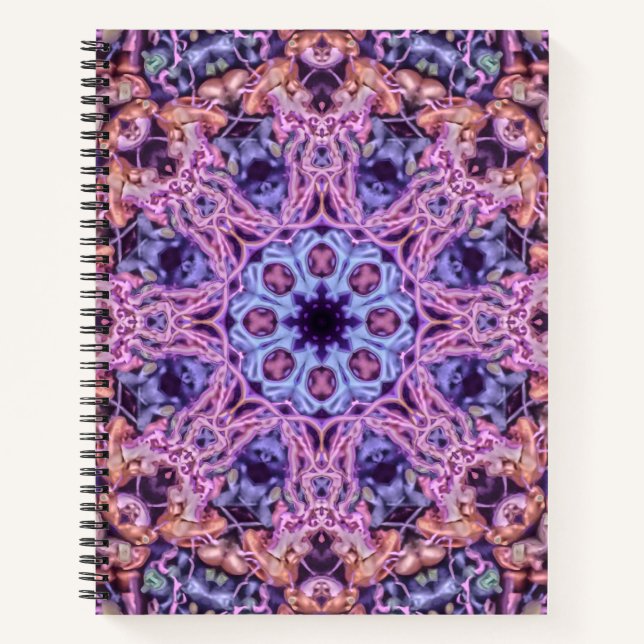Alien Lila Psychedelic Kaleidoscopic Mandala Notizbuch (Vorderseite)