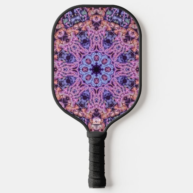 Alien Lila Psychedelic Kaleidoscopic Mandala Pickleball Schläger (Vorderseite)