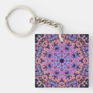 Alien Lila Psychedelic Kaleidoscopic Mandala Schlüsselanhänger