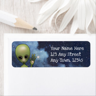 Alien Little Green Man Sci Fi Sterne Galaxy Label