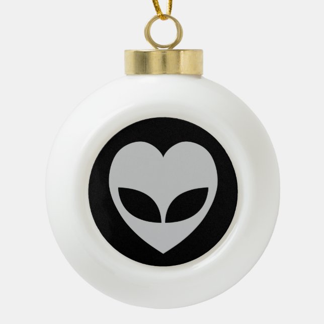 Alien Love Heart Céramique Ball Ornement de Noël (Devant)