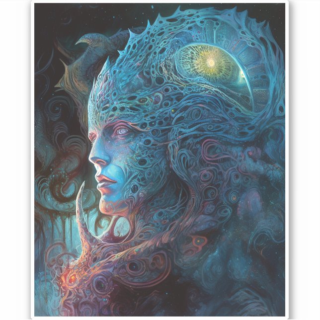 Alien Man Surreal Sci-Fi Art Aufkleber (Vorderseite)