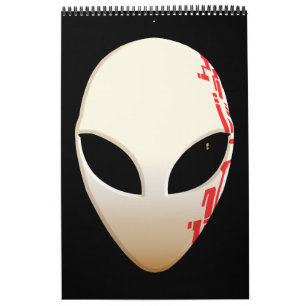 Alien Mask mit futuristischen Kennzeichnungen Kalender