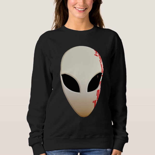 Alien Mask mit futuristischen Kennzeichnungen Sweatshirt (Vorderseite)