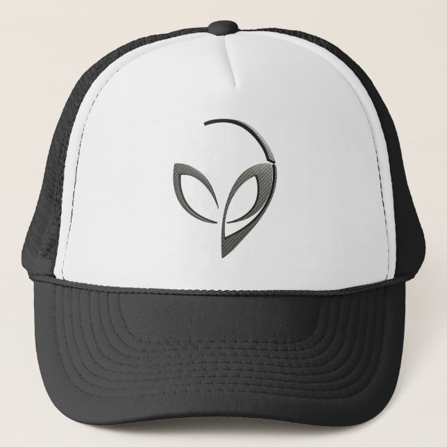 Alien-Maskottchen "in der Kohlenstoff-Faser " Truckerkappe (Vorderseite)