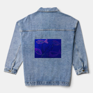 Alien-Meeresjungfrau mit halbtransparentem Fisch Jeansjacke