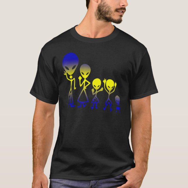 Alien Menschliche Evolution Weltraumfamilie Ufo Be T-Shirt (Vorderseite)