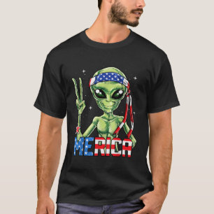 Alien Merica 4 juillet Tshirt Hommes Drapeau améri