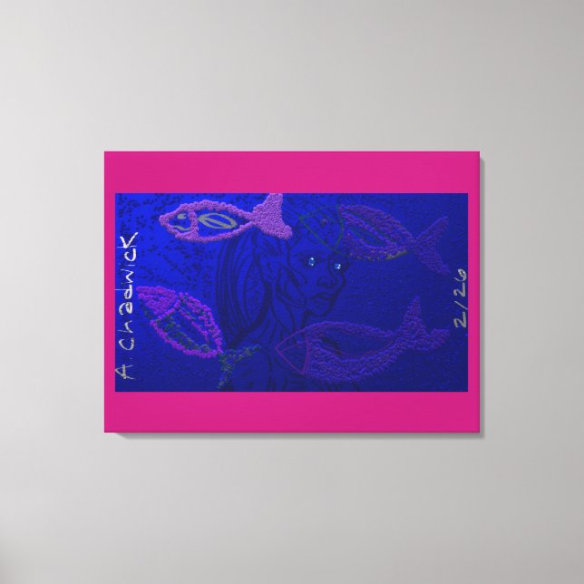 Alien Mermaid with Semi-Transparent Fish Leinwanddruck (Vorderseite)