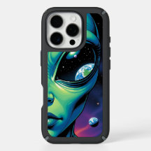Alien mit Planeten-Reflektionen in den Augen