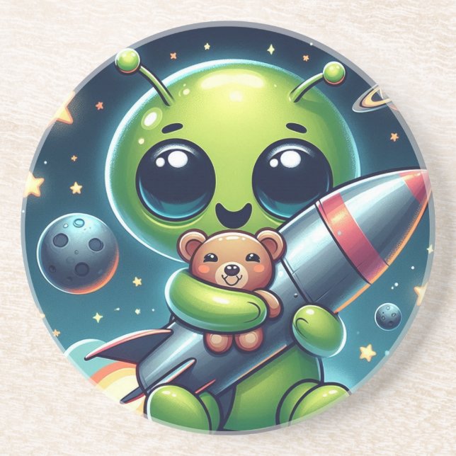 ALIEN MIT ROCKET GETRÄNKEUNTERSETZER (Vorne)