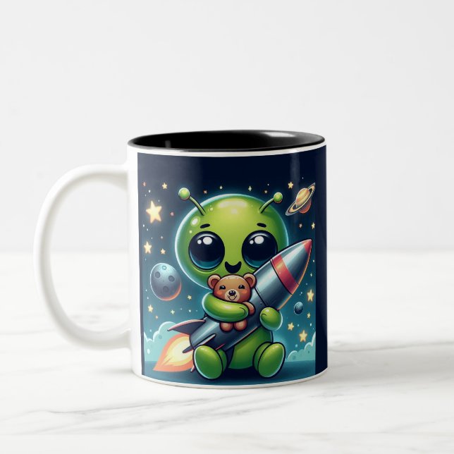 ALIEN MIT ROCKET ZWEIFARBIGE TASSE (Links)
