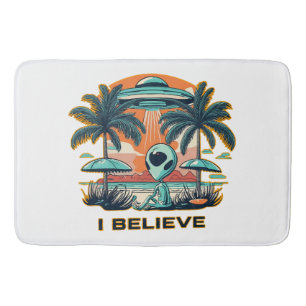 Alien mit UFO I BELIEVE Badematte