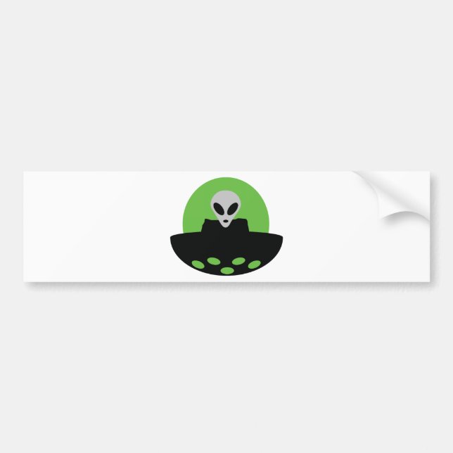 alien mit UFO-Ikone Autoaufkleber (Vorne)