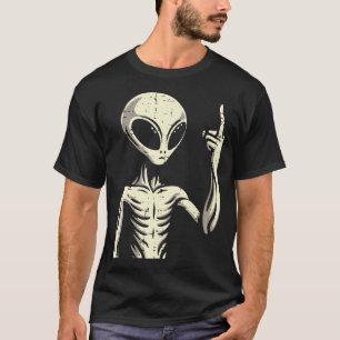 Alien Mittelfinger Lustiges Ufo Außerirdischer Män T-Shirt