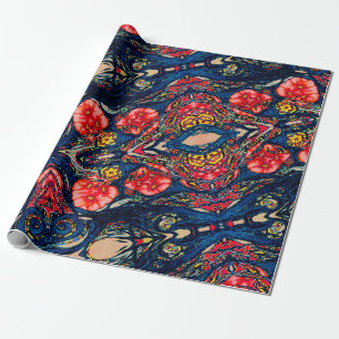 Alien-Mohnblumen-Muster Geschenkpapier