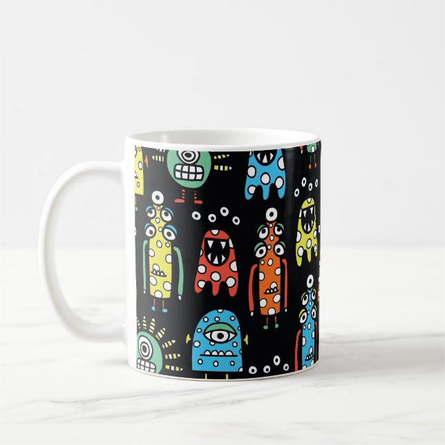 Alien Monster: Niedlich Nahtlos Vintag Kaffeetasse (Links)