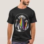 Alien Mushroom Abduction Rainbow Beam Mountains LG T-Shirt<br><div class="desc">Alien Mushroom Abduction Rainbow Beam Mountains LGBTQ Pride Premium T - Shirt</div>