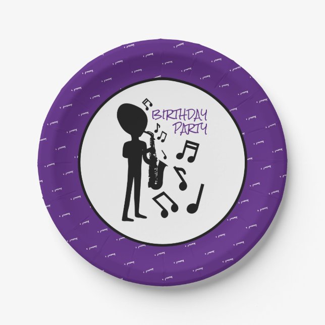Alien Musician, Geburtstag Pappteller (Vorderseite)