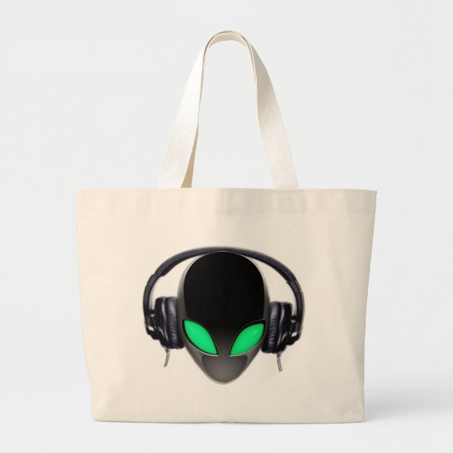 Alien-Musik-Liebhaber DJ - glatter Wal Jumbo Stoffbeutel (Vorne)
