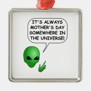 Alien Muttertag Silbernes Ornament