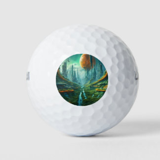 Alien Nature & Futuristic City Surreal Sci-Fi Kuns Golfball