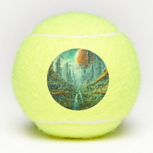Alien Nature & Futuristic City Surreal Sci-Fi Kuns Tennisbälle