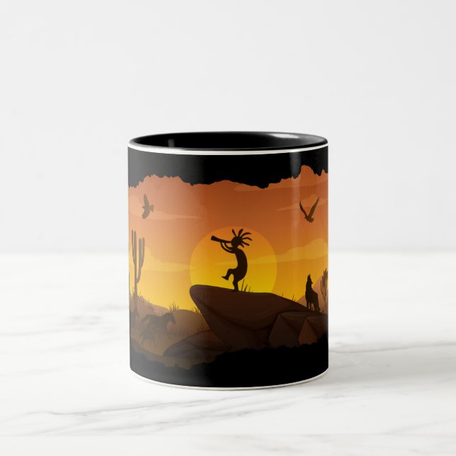 Alien or Human Kokopelli Two-Tone Coffee Mug Zweifarbige Tasse (Mittel)