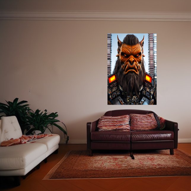 Alien orange en ville | AI Art Poster (Créateur téléchargé)