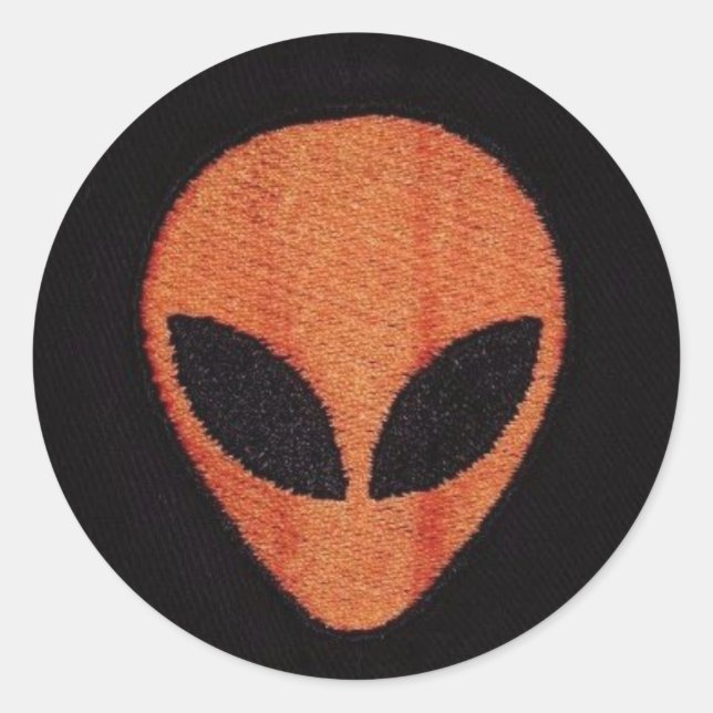 ALIEN ORANGE FACE-Aufkleber Runder Aufkleber (Vorderseite)