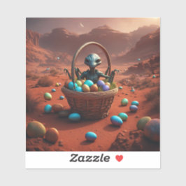 Alien Osterkorb Aufkleber