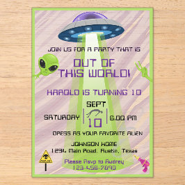 Alien Out of the World Any Age Birthday Acryleinladungen