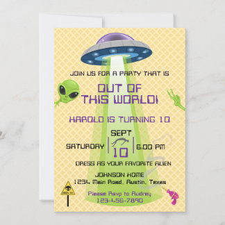 Alien Out of the World Any Age Birthday Einladung