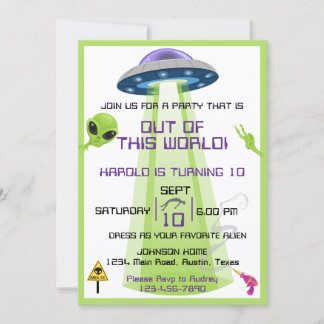 Alien Out of the World Any Age Birthday Einladung