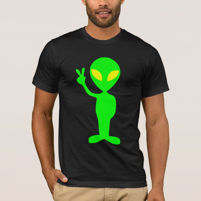 ALIEN PEACE FUNNY T - SHIRT (Vorderseite)