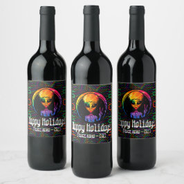 Alien Peace Gefärbte Krawatte Space Food and Wine  Weinetikett