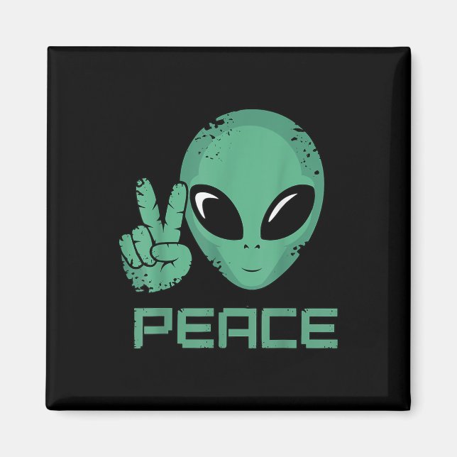 Alien Peace Hippie Ufo Magnet (Vorne)