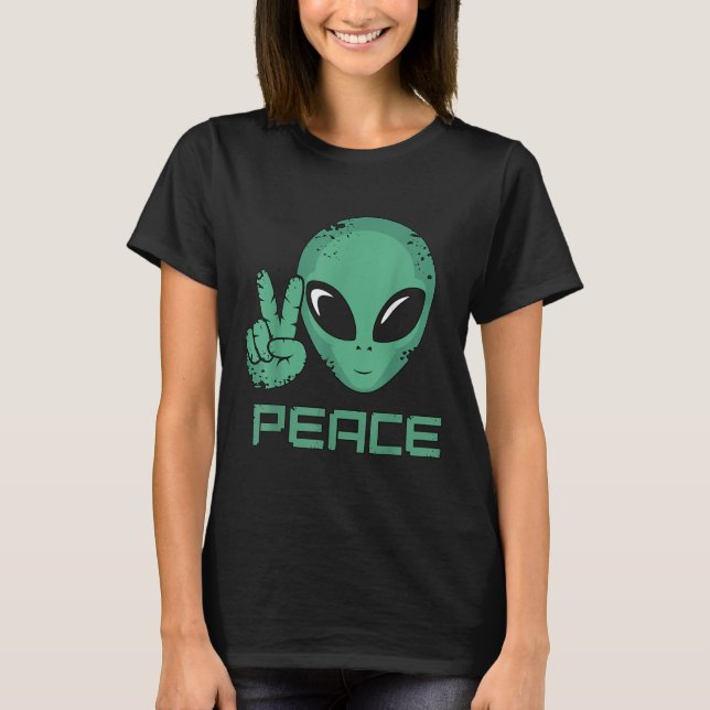 Alien Peace Hippie Ufo T-Shirt (Vorderseite)