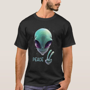 Alien Peace Sigh Hand Cool Space Futurisme Psyche T-Shirt