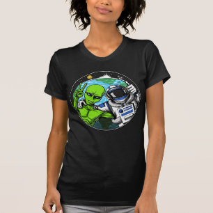 Alien Peace Sign Space Astronaut T-Shirt