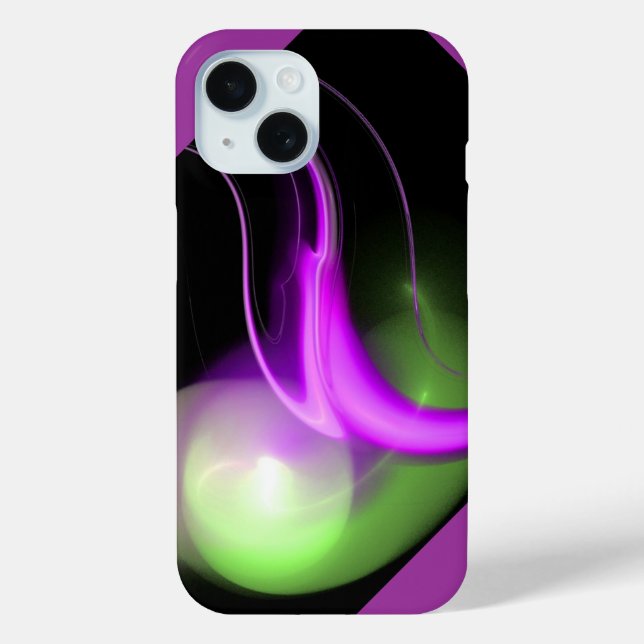 ALIEN PEARL MONOGRAM Lila Green iPhone 15 Hülle (Rückseite)